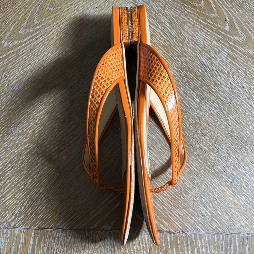 ALEXANDRE BIRMAN Orange Snake Print Thong Sandal 9.5 - Picture 6 of 8